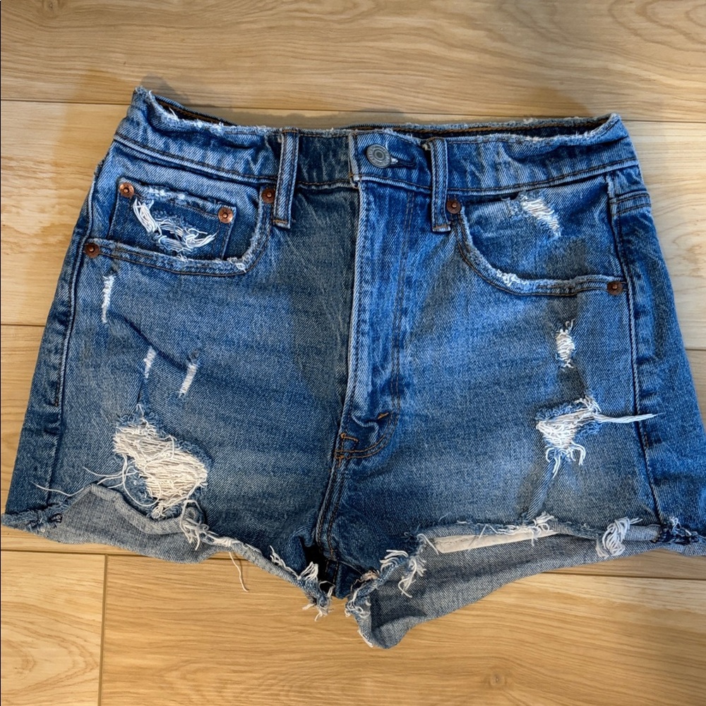 Abercrombie & Fitch Ripped Blue Jean Shorts